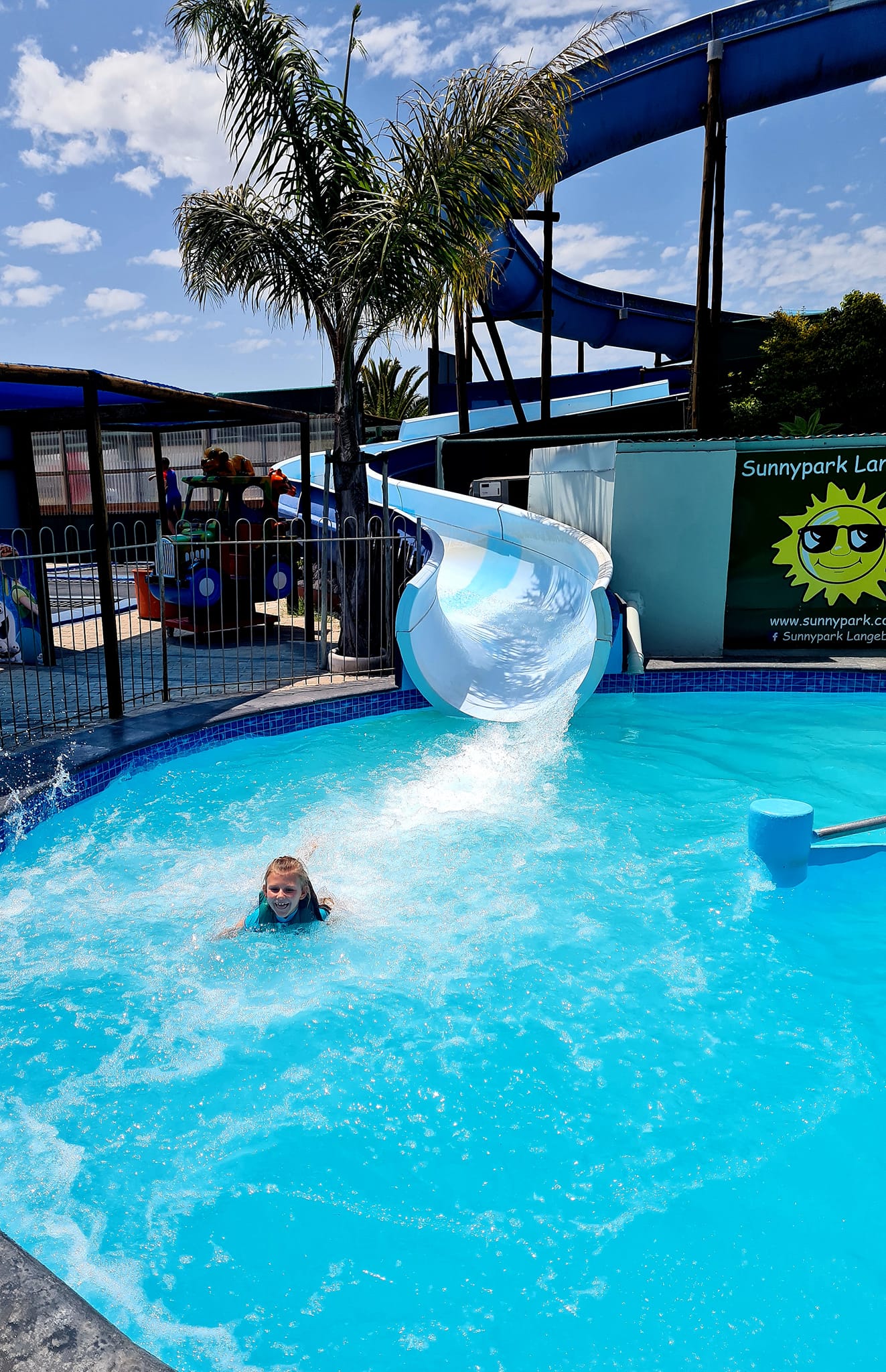 Kids on water slide